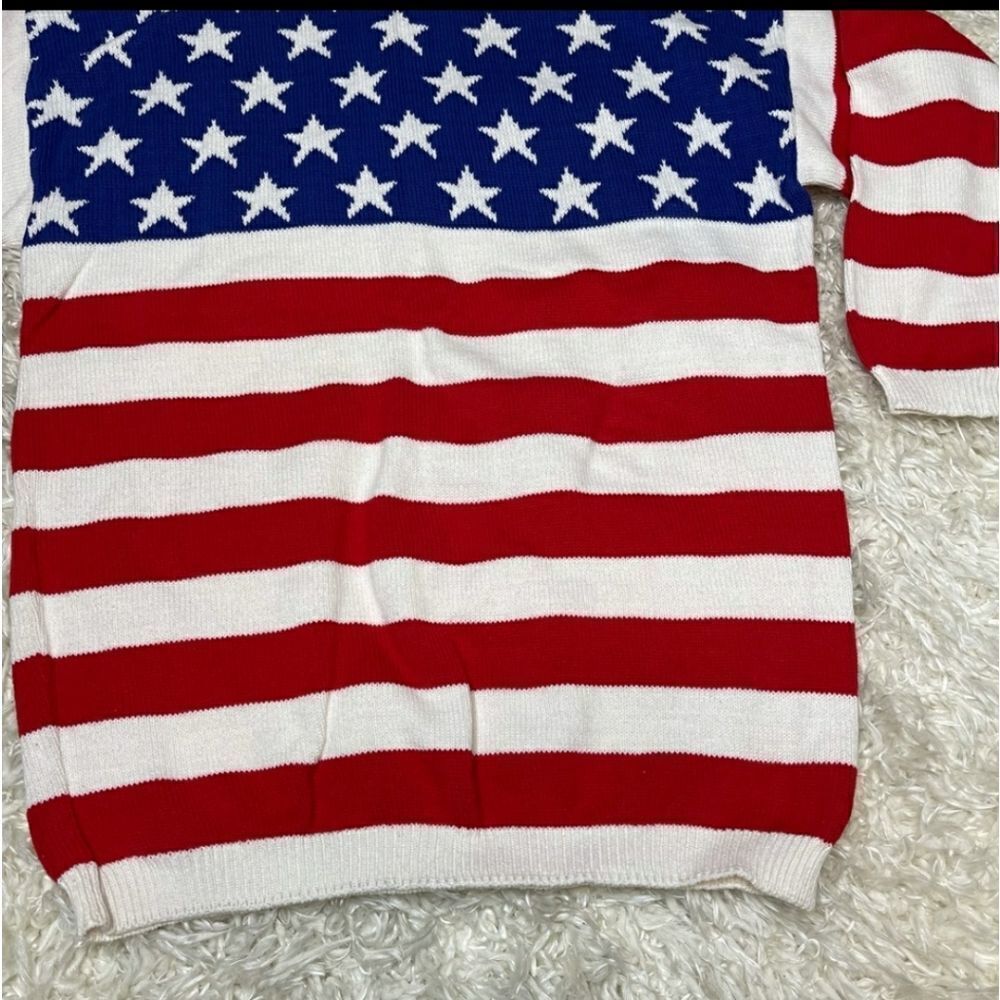 💐Vintage American Flag Knit Sweater Sz L? - Picture 2 of 5